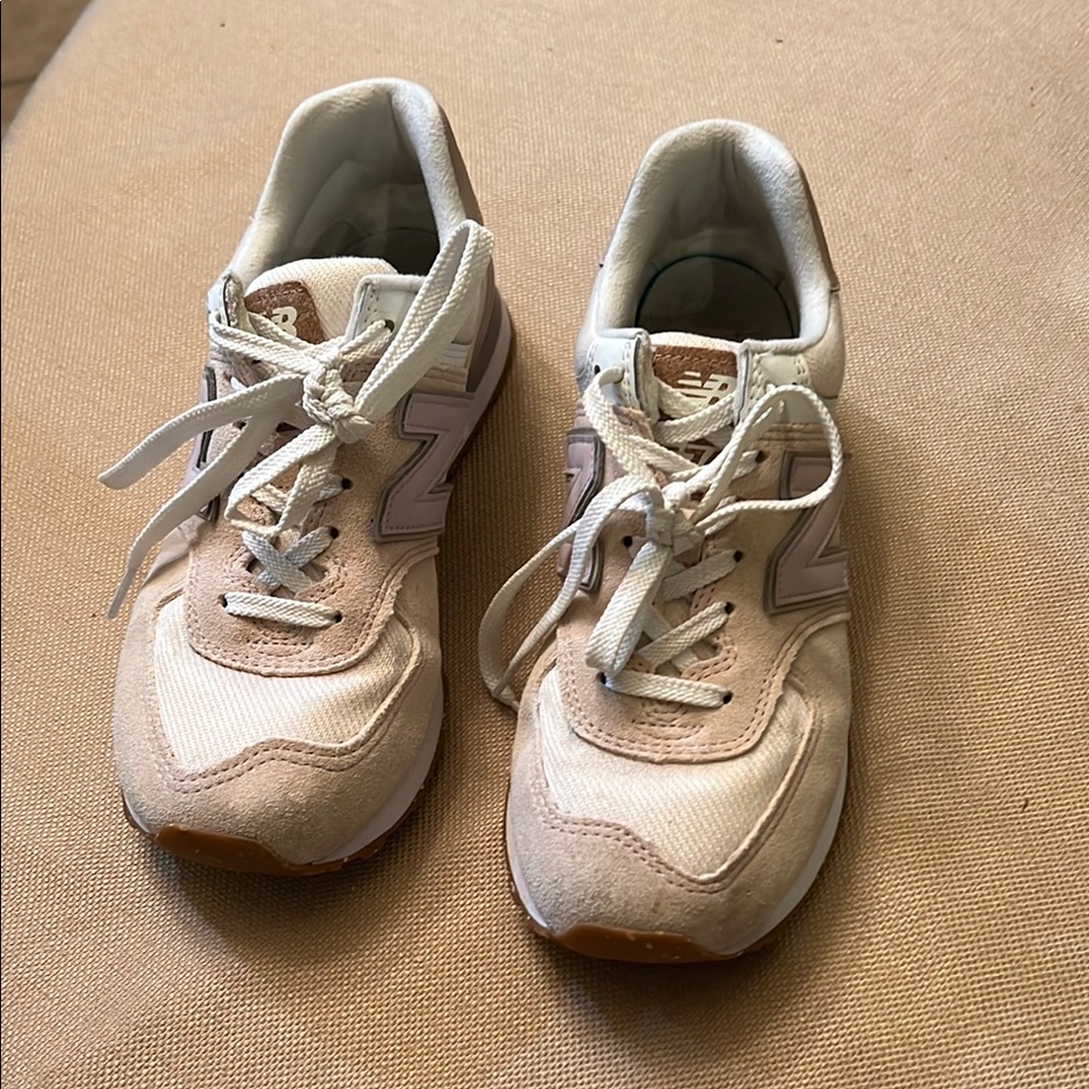 New Balance 574 Beige and Pink Sneakers
